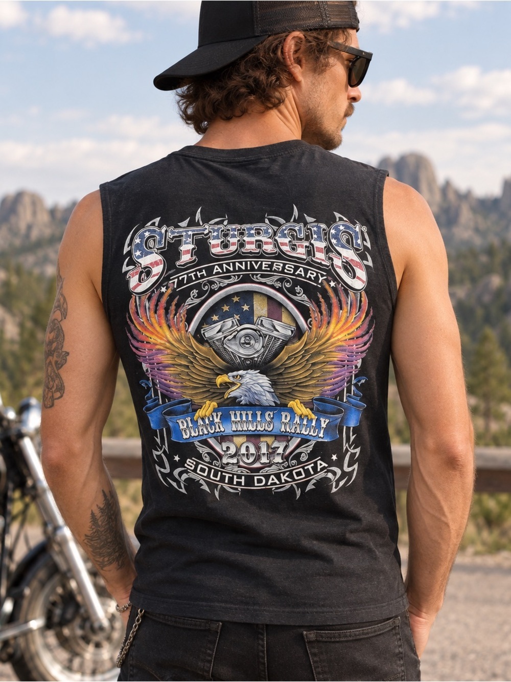 Sturgis 77th Annual Black Hills Rally Tank Top Mens Small Graphic Black 2017
